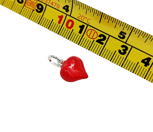 Ciondolo Donna Cuore Rosso Bombato Argento 925 Charm Regalo - immagine 3