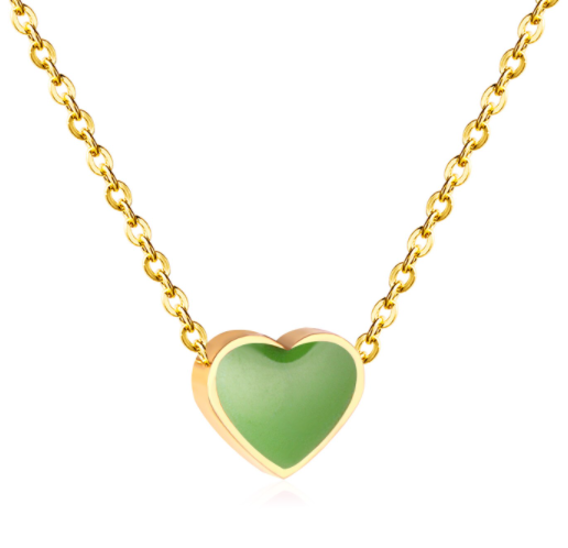 Collana Donna Cuore In Acciaio Inox Placcato Oro Giallo 18kt Con Smalti Colorati - immagine 4