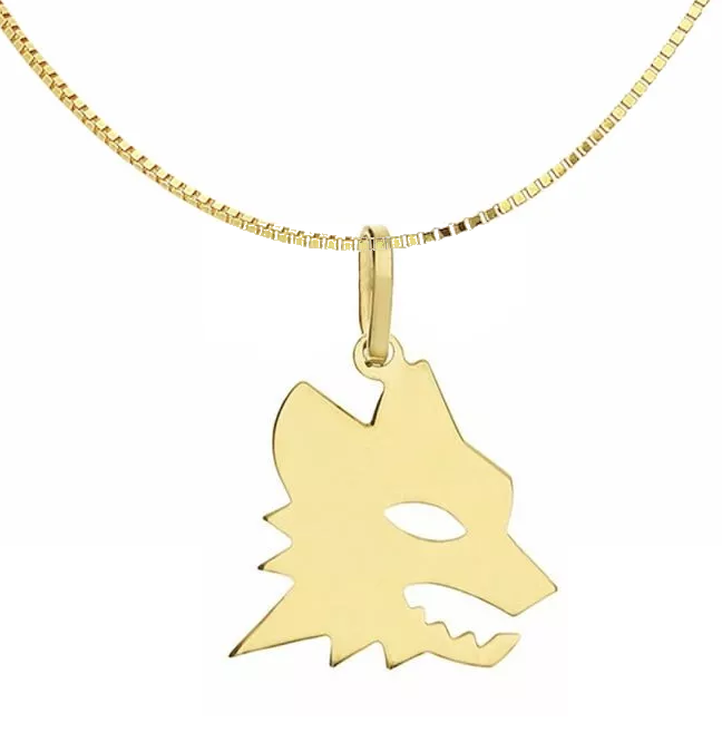 Collana Uomo Donna Lupo Lupetto Roma Stemma Squadra Argento 925 Placcato Oro 18k - immagine 2