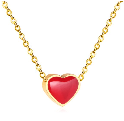 Collana Donna Cuore In Acciaio Inox Placcato Oro Giallo 18kt Con Smalti Colorati - immagine 5